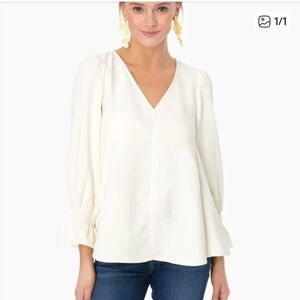Tuckernuck Cream V-Neck Blouse